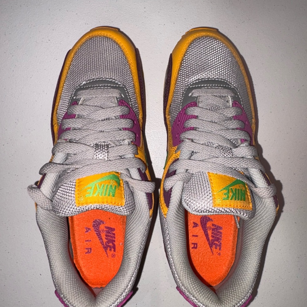 Nike Women’s Air Max 90 Sneakers in Yellow, Purple, and Green - Picture 5 of 10